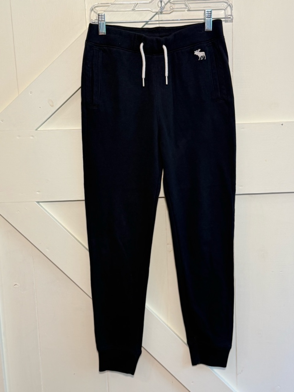 Abercrombie Kids Black Jogger Sweatpants 13/14 Moose Logo